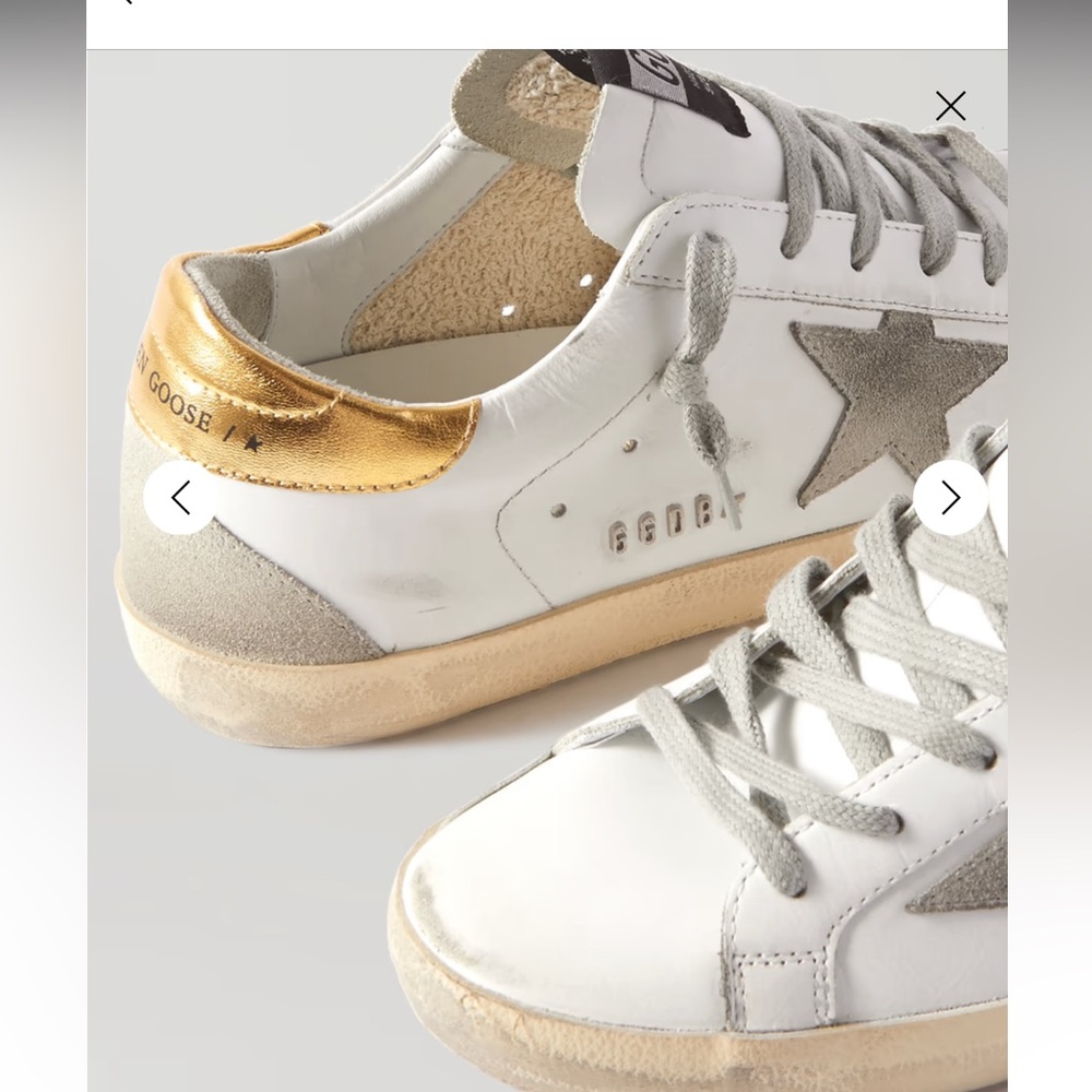 Golden Goose White and Gold Star Sneakers